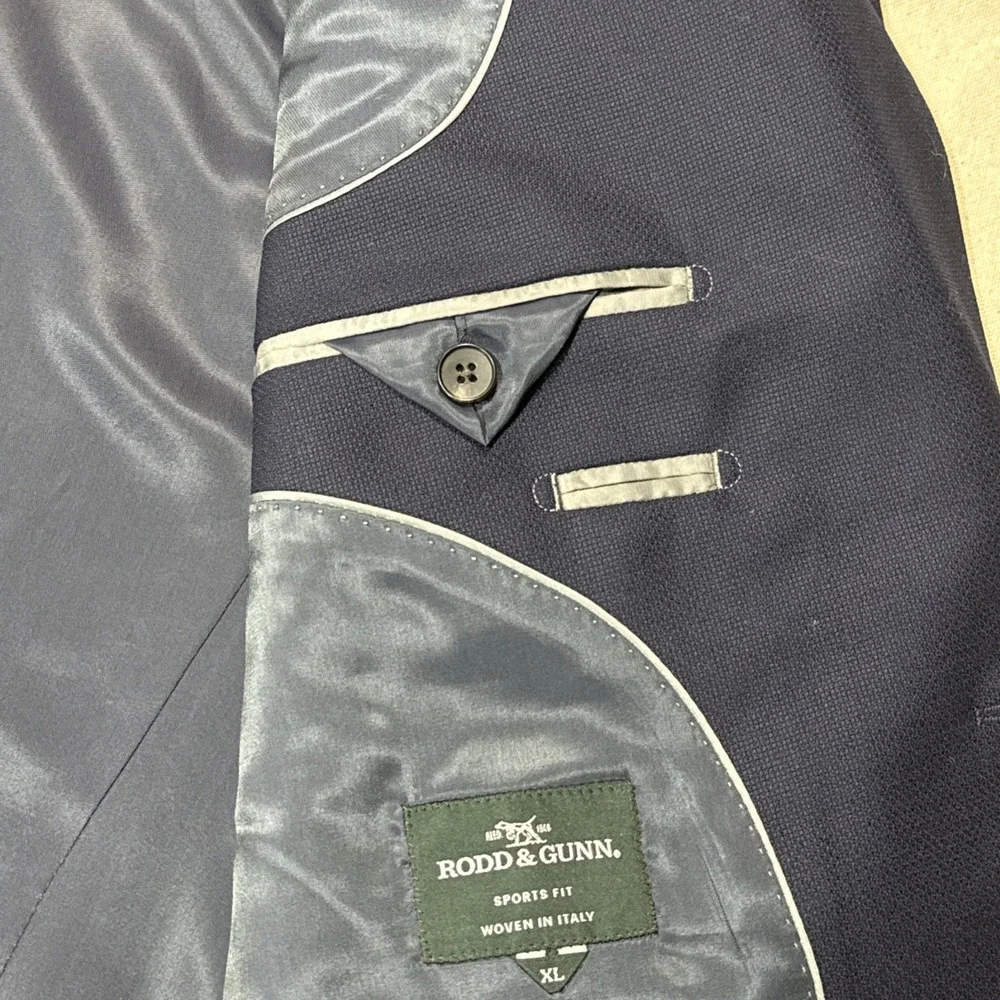 Rodd & Gunn Blue Cotton Sport Fit Blazer Men XL Modern Jacket 100% Wool